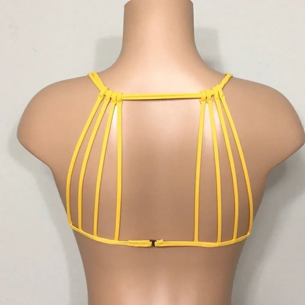 O’Neill golden yellow strappy bikini set. NWT